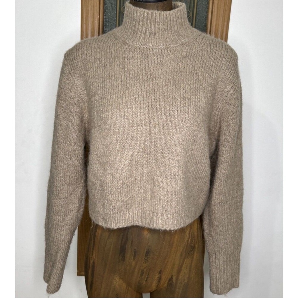 Zara Cropped Alpaca Wool Blend Turtleneck Sweater
